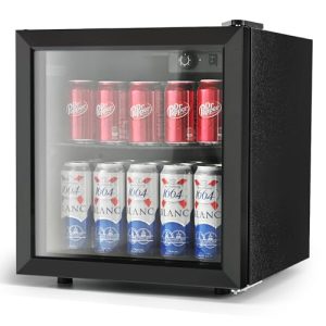 EUHOMY Beverage Refrigerator - 55 Can Drinks Fridge with Glass Door