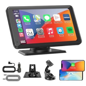Portable Wireless CarPlay Android Auto Screen - Car Stereo 7" HD Touchscreen Radio CarPlay Screen for Car