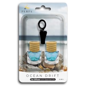 Car Air Fresheners for Men - Ocean Drift | Pack of 2 Long Lasting Car Scents Air Freshener | Odour Eliminator Car Scent with Essential Oils | Car Diffuser Air Freshener by Perfa | Vent Clip Included