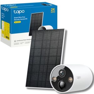 Tapo 2K 4MP QHD Solar Security Camera Kit with Rechargeable Battery and Solar Panel for Continuous Power