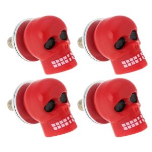 VGOL 4Pcs Number Plate Screws Skull License Frame Fixings Plate Bolts M6 Universal License Plate Fasteners Screws for Car and Motorcycle Red