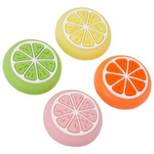 GORGECRAFT 4 Colors Silicone Joycon Thumb Grip Caps Cute Kawaii Soft Round Lemon Thumbstick Joystick Rocker Button Cover Replacement Compatible with Switch 1.7x1.7cm