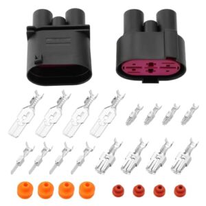 VGOL 1 Set of 4 Pin Male and Female Connector Plug Set Compatible with Volkswagen Compatible with Audi Compatible with Seat Compatible with Skoda OE 1J0906234 1J0906444