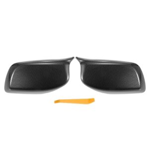 X AUTOHAUX Pair Car Rear View Driver Passenger Side Mirror Cover Cap Replacement Black Carbon Fiber for BMW E60 E61 5 Series E63 E64 6 Series Mirror Guard Covers