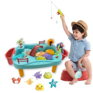 COO11 22Pcs Kids Magnetic Fishing Toy Set Includes 2 Fishing Rod