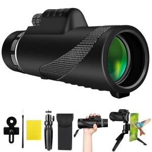 Monocular Telescope for Adults 40X60 Monoculars Telescope High Power with Smartphone Holder Tripod BAK4 Prisms FMC Lens Compact Waterproof HD Pocket Telescope Scope Wildlife Bird Watching Hiking