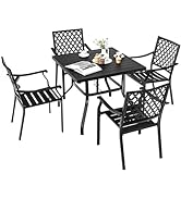TANGZON Outdoor Folding Dining Set, Patio Glass Table and Foldable Chairs Set with Umbrella Hole,...