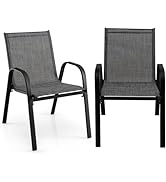 TANGZON Cast Aluminum Garden Chairs, Set of 2 Stackable Armchairs with Armrests & Elegant Pattern...