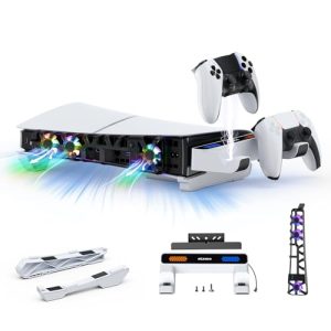 NexiGo PS5 Slim Horizontal Stand with Charging Station for PS5 and Edge Controllers