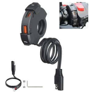 Thlevel Motorcycle USB Charger 18W QC 3.0 & 30W PD Type-C Quick Charge 12v USB Motorcycle Socket Charger with Waterproof Cover for 12V / 24V Motorcycle