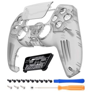 eXtremeRate LUNA Redesigned Clear Black Front Shell Touchpad Compatible with ps5 Controller BDM-010 020 030 040