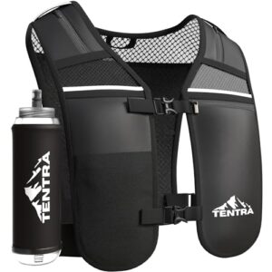 TENTRA Running Hydration Vest with 500ml Running Water Bottle | Waterproof Phone Pouch Reflective Vest | 8 Pockets