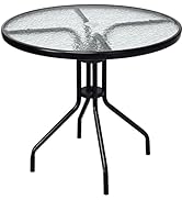 TANGZON Outdoor Dining Set, Patio Tempered Glass Table and Folding Chairs Set with Umbrella Hole,...