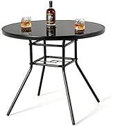 TANGZON Outdoor Folding Dining Set, Patio Glass Table and Foldable Chairs Set with Umbrella Hole,...