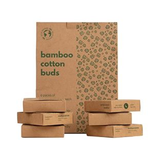 600 Bamboo Cotton Buds |100% Eco-Friendly Biodegradable | Cotton Wool Buds Q Tips | Compostable Bamboo Earbuds | Recycled Plastic Free Packaging | 6x100 Ear Buds Cotton… (600 Count)