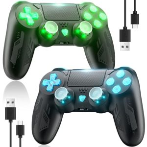 Bonacell 2Pack Wireless controllers for Ps-4 Gamepad with LED 6-Axis Motion Sensor Turbo Touch Pad Joystick for P-s4/pro/slim/PC Windows