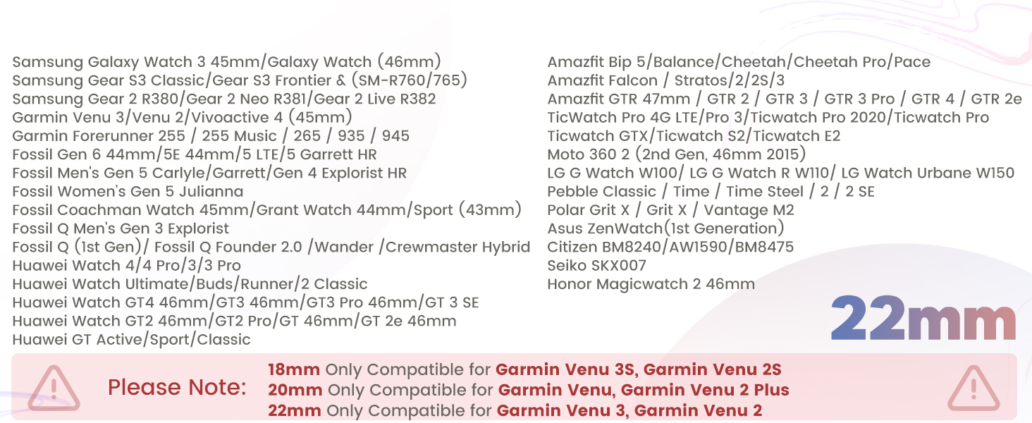 18mm 20mm 22mm Braided Elastic Strap for Samsung/Garmin/Fossil/Amazfit/Huawei