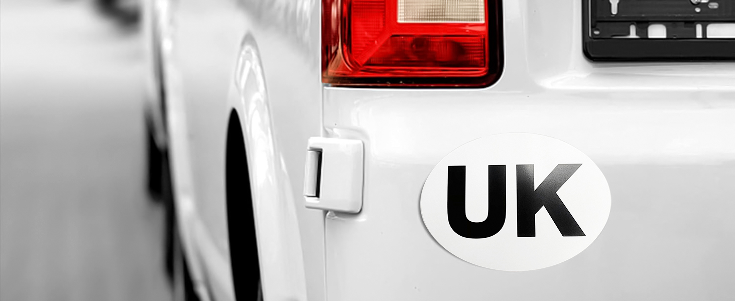 UK sticker on white car