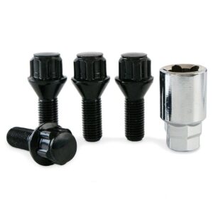 Precision - Black Locking Wheel Bolts - Compatible with BMW X1 - M12 x 1.5 x 26mm - 60 Degree Taper - SFP