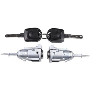 Front Left Right Door Lock Barrel Cylinder with 2 Keys Compatible with VW Golf Mk4 Bora Fox Fabia New Beetle Transporter T5 1U0837167 1U0837168