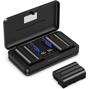 EN-EL15 (2200mA) Camera Battery Multifunctional Charger Set (Including Two Batteries) Compatible with Nikon Z6 Z7 V1D 750D 7500D 850D 7000Db7100D 7200D 500D 780D 600D 610D 800D 810D 810a