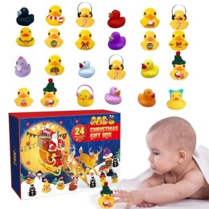 MLqkpwy Advent Calendar With Rubber Ducks | 24 Christmas Countdown Calendar 2024 | 31x22.6x5cm Christmas Rubber Ducks Advent Calendar