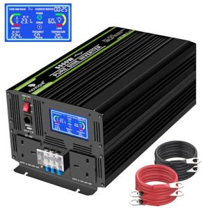 Novopal 5000 Watt Pure Sine Wave Inverter 24V to 230V 240V Car Converter Power Inverter with Lcd Display 2AC Outlets And Usb Port-Remote Control for motorhomes