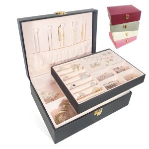 HANAYA Jewellery Box - 2 Layer Jewelry Storage Organizer for Necklaces