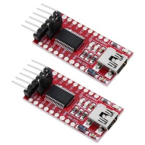VGOL 2PCS FT232RL Adapter USB to Serial TTL Chip 43.3x17.9mm DTR RX TX VCC CTS GND Pin Compatible with A-rduino Breakout Module Mini Port Adapter Board
