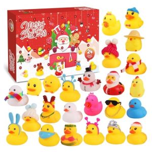 Rubber Duck Advent Calendar 2024 | 24 Upgraded Large Cute Bath Rubber Ducks | Countdown Advent Calendar Ornaments with Collectible Toys for Kids Baby