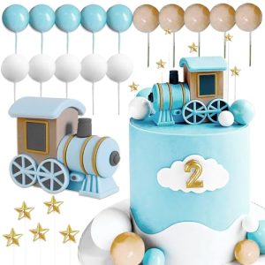 Roaring Good Time Vintage Blue Train Cake Decoration Train Cake Topper Train Theme Birthday Decorations Baby Shower Party Supplies Baby Shower Cake Decoratio