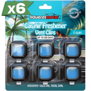 Car Air Fresheners - Car Scent - Car Perfume - Pack 6 Units (6 x 4 ml) - Eliminate and Prevent Unpleasant Odours in your Car - Long-lasting for Up to 180 Days - Fresh Fragrance of Ocean Breeze