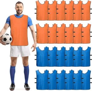 24 Pack Sports Pinnies Scrimmage Training Vest Football Soccer Rugby Sports Bibs Team Practice Jerseys for Kids Youth Adults Basketball Football Volleyball (Orange + Blue)