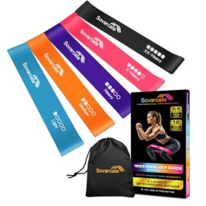 Resistance bands [Set of 5] Exercise Bands Set for women and men 5 Strength Levels Latex Elastic Stretch Loop Physio Theraband Fitness Equipment for Home Gym Pilates Yoga Workout - Carry bag included