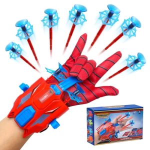 Spider Web Shooters for Kids - 2024 Updated Web Shooters With 2 Launch Ports Web Toys Super Hero Gift with Spider Gloves Launcher Wrist Toys Set Suction Disk Soft Bullets for Boy Girl Age 3+ Birthday