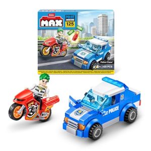 MAX Adventure Police Chase Playset (125 pieces) Building Bricks Toys For Kids 5+ Create Vehicles and More Unbox Discover