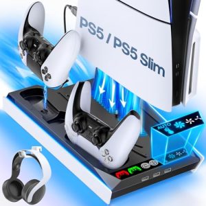 PS5 Slim / PS5 Cooling Stand with Auto Turbofan & 3-Level Speeds