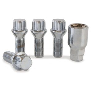 Precision - Silver Locking Wheel Bolts - Compatible with BMW 2 Series - M14 x 1.25 x 28mm - 60 Degree Taper - SFP