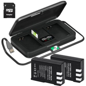 ENEL9/ENEL9E/ENEL9A Replacement Battery 2400mAh with LCD Built-in USB Cable Charger with Type C Port for Nikon D40 D40x D60 D3000 D5000 Digital Camera