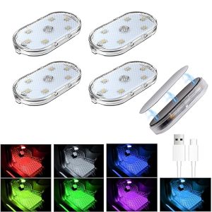 ZWYYTHC 4 Pack 7 Colors Magnetic Car Interior Ambient Lights Wireless