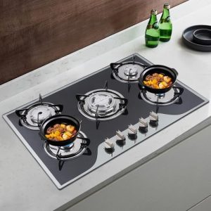 5 Burner Gas Hob - Built-in 5 Burners with Wok Burner Gas Cooker Campervan Cooktops Gas Cookers