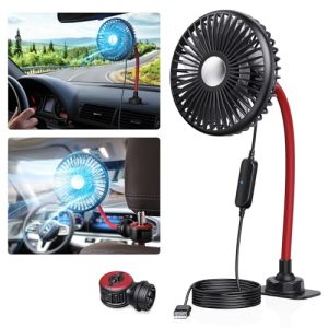 Byjogger Car Fan USB Car Cooling Fan with 3 Speeds Electric Car Fan for Rear Seat 360 Degree Rotatable Silent Backseat Vehicle Fan Clip On Fab for SUV