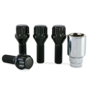 Precision - Black Locking Wheel Bolts - Compatible with Jeep Renegade - M12 x 1.25 x 26mm - 60 Degree Taper - SFP
