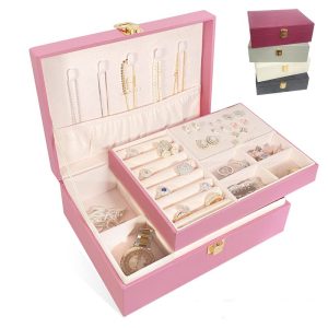 HANAYA Jewellery Box - 2 Layer Jewelry Storage Organizer for Necklaces