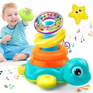 Baby Toys 6 to 12 Months Musical Stacking Toys for 1 2 3 Years Old Boys Girls Educational Sensory Toys for Babies Light Up Infant Toddlers Gifts Rattle Toy for 7 8 9 10 12-18 Months Birthday Christmas