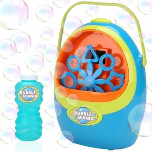 Bubble Mania Carry Along Bubble Machine For Kids - Automatic Bubble Maker With Handle - For Indoor and Outdoor Use - Portable Bubble Blower For Kids