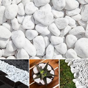 Carrara Decorative Natural Marble SNOW WHITE 20-40mm 20 kg Pure White Pebbles Stones Gravel Chippings Landscape Garden Home (10