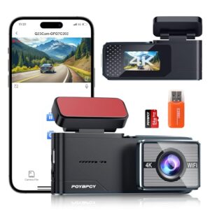 Dash Cam Front 4K WiFi Car Camera with Free 64GB SD Card 2160P Dashboard Camera