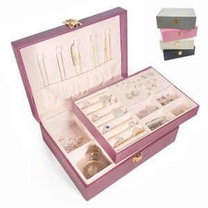 HANAYA Jewellery Box - 2 Layer Jewelry Storage Organizer for Necklaces