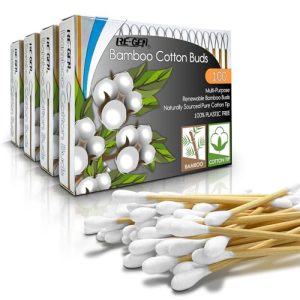 RE-GEN Bamboo Cotton Buds 400 Pack (4x 100pc Box) | 100% Natural Cotton Wool Tips | Biodegradable Compostable Bamboo Ear Buds | Eco-Friendly Recyclable Plastic Free